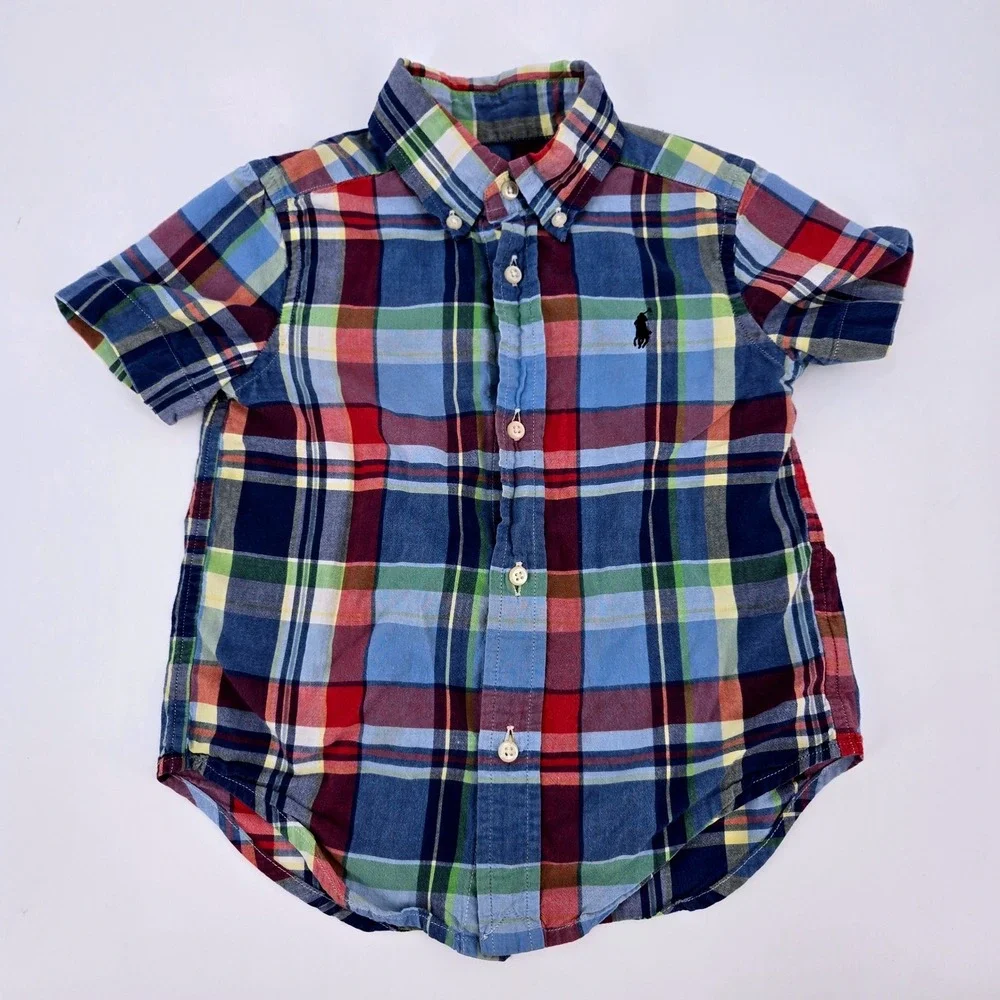 Polo‎ Ralph Lauren Toddler 2T Plaid Madras Button Down Shirt Spring Summer